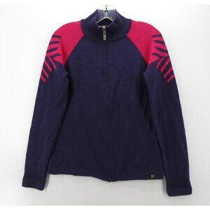 Neve Sweater Small Wool Cardigan Full Zip Nordic Ski Knit Mock Neck